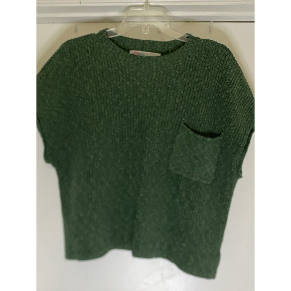 Free People Sweaters - FREE PEOPLE BEACH Green Cotton Ribbed Sleeveless Sweater L Boxy